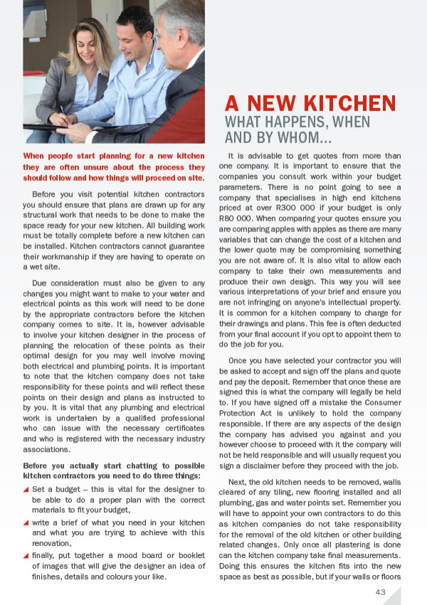 A New Kitchen - What happens, when and by whom...