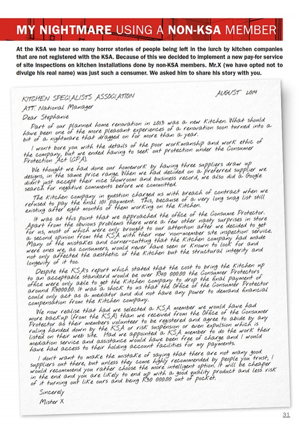 My nightmare using a non-KSA Member