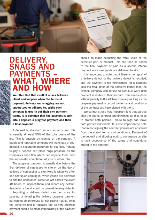 Delivery, Snags and Payments – What, where and how